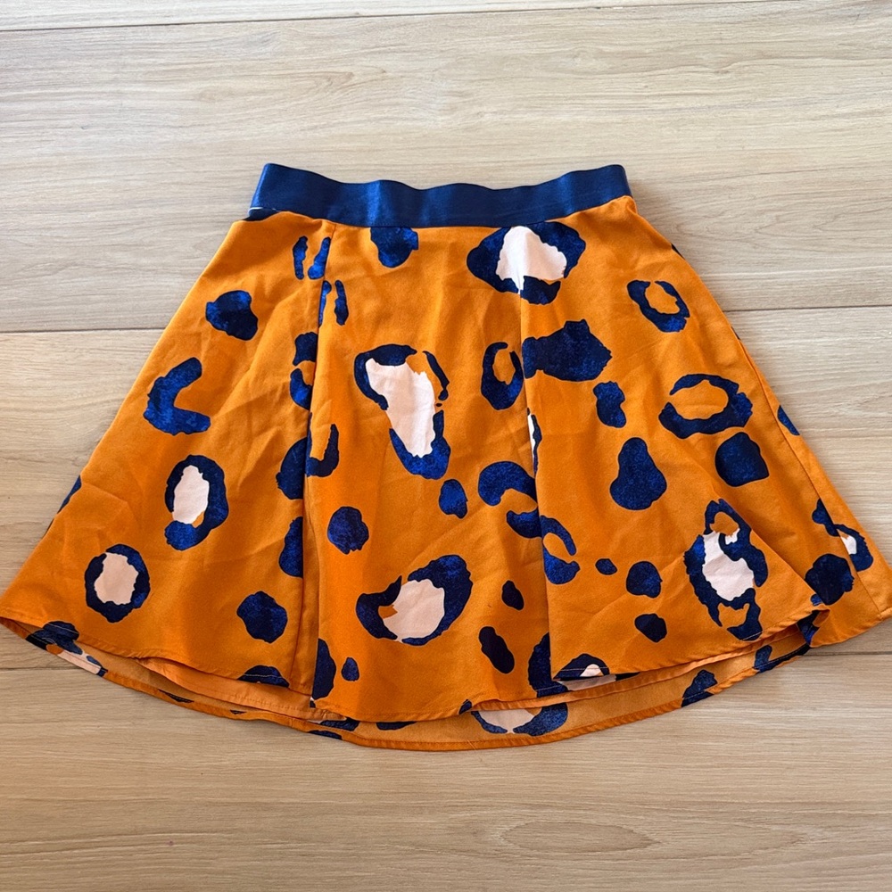3.1 Phillip Lim Target 20th Anniversary Orange‎ Navy Leopard Print Mini Skirt 6